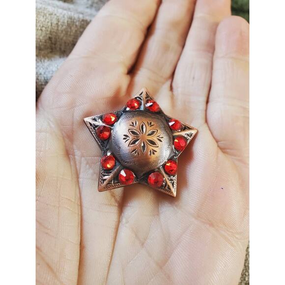 Bronze red bling conchos, star bling , replacement conchos, saddle bridle concho - Picture 3 of 3